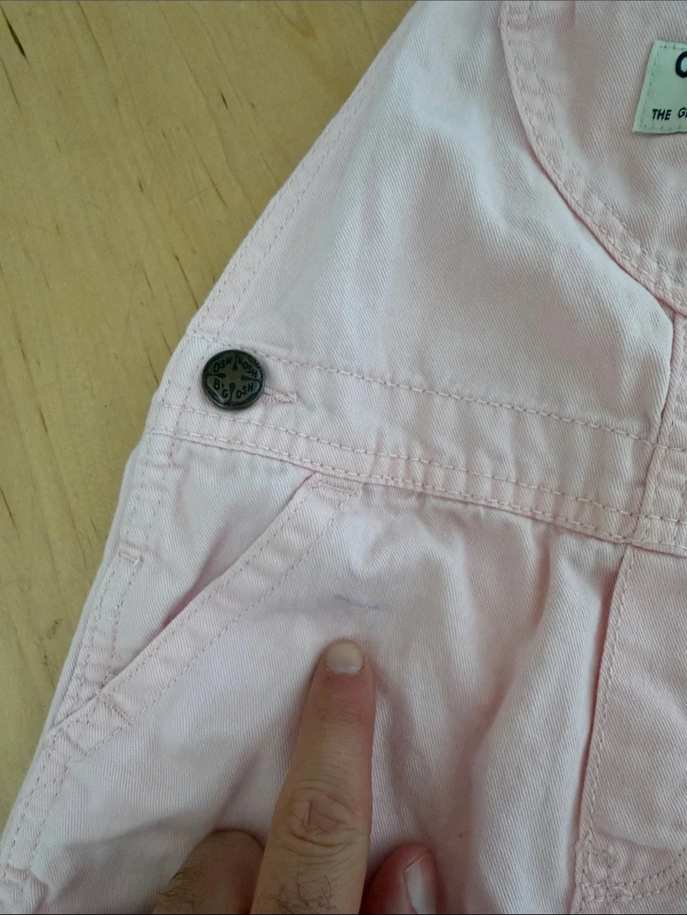 OshKosh B'gosh Light Pink Heart Pocket Short Overalls
